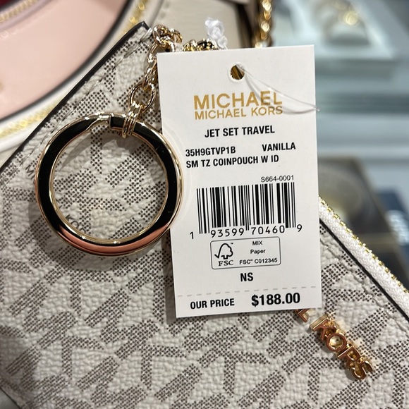 MICHAEL KORS JET SET TRAVEL SMALL TOP ZIP COINPOUCH WITH ID CARD VANILLA 
NWT - Picture 7 of 16
